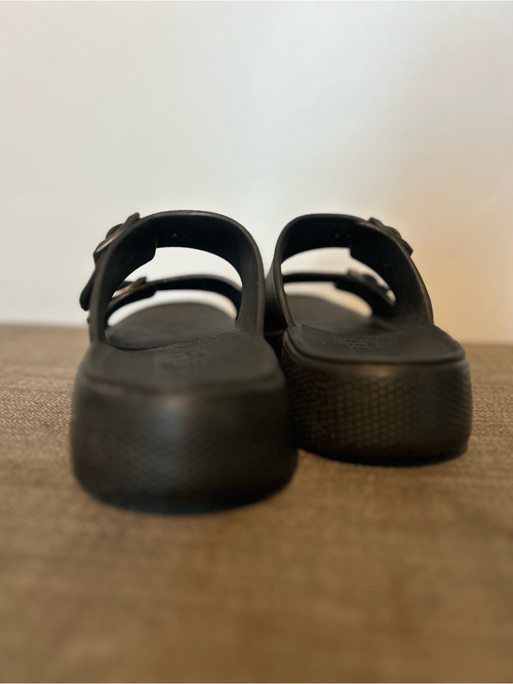 Skechers Foamies Black Slide Sandals with Adjustable Buckles - Picture 4 of 8